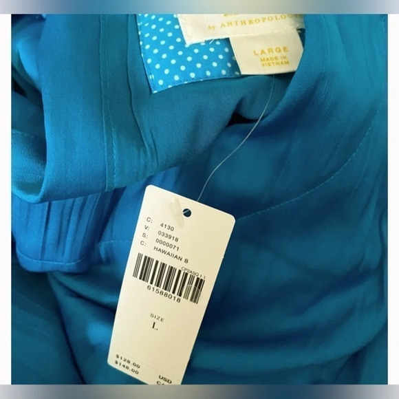 MAEVE XS Anthropologie Blue Flouncy Tunic Dress $128 Pleated Ruffle Hem - Picture 5 of 14